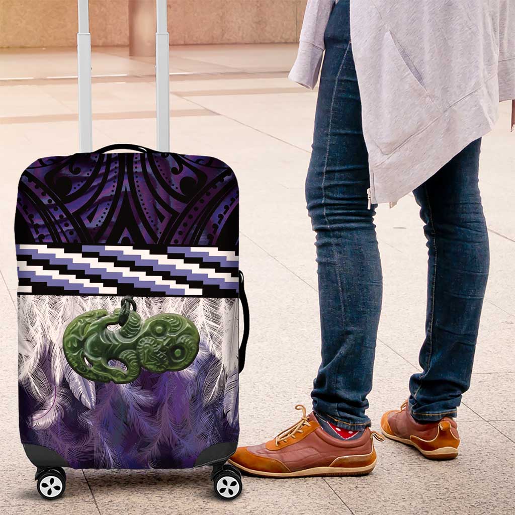 Purple Traditional Cloak Aotearoa Luggage Cover Maori Paua Shell Korowai Pattern LT14 Purple - Polynesian Pride