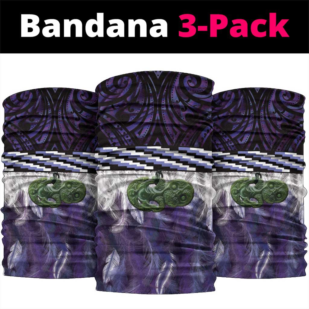 Purple Traditional Cloak Aotearoa Neck Gaiter Maori Paua Shell Korowai Pattern - Polynesian Pride