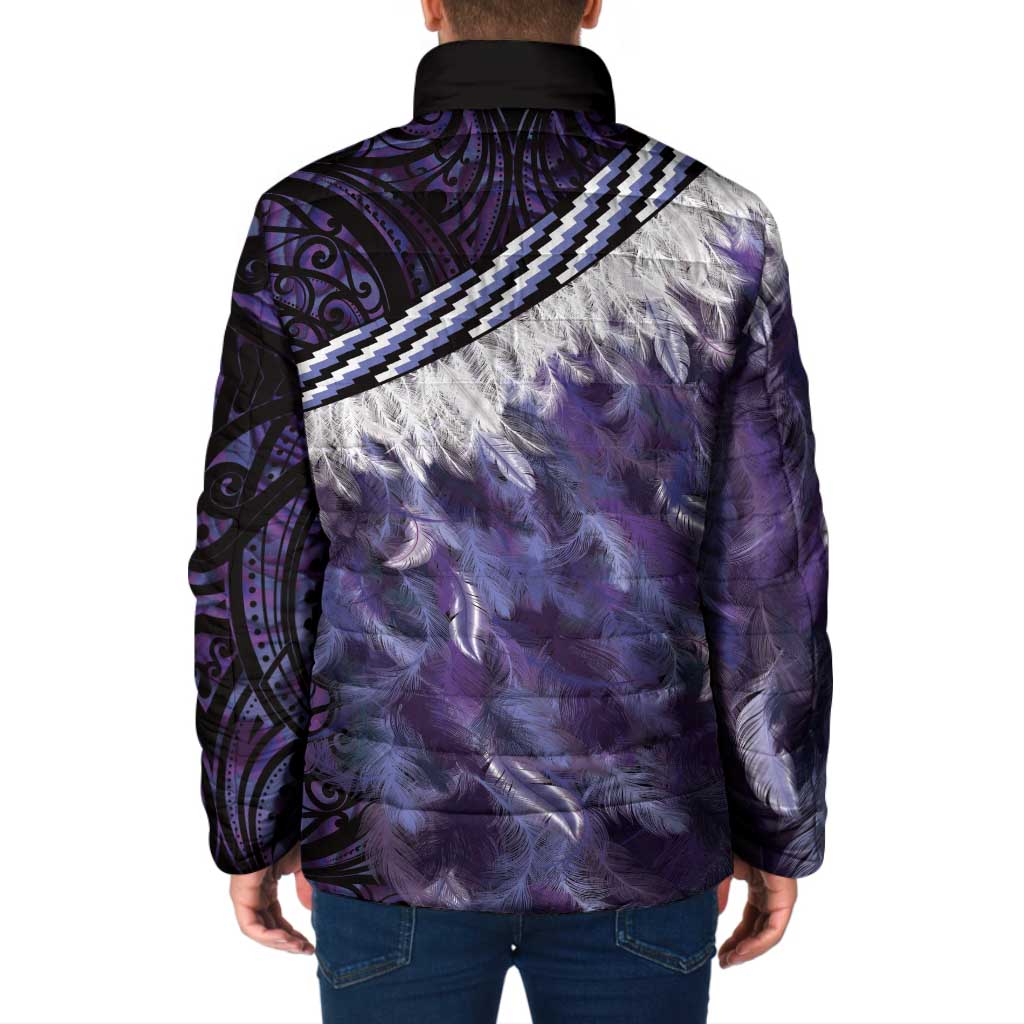 Purple Traditional Cloak Aotearoa Padded Jacket Maori Paua Shell Korowai Pattern LT14 - Polynesian Pride