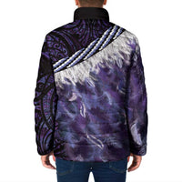 Purple Traditional Cloak Aotearoa Padded Jacket Maori Paua Shell Korowai Pattern LT14 - Polynesian Pride