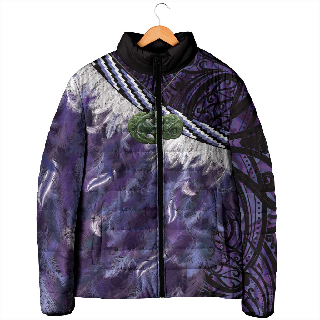Purple Traditional Cloak Aotearoa Padded Jacket Maori Paua Shell Korowai Pattern LT14 - Polynesian Pride