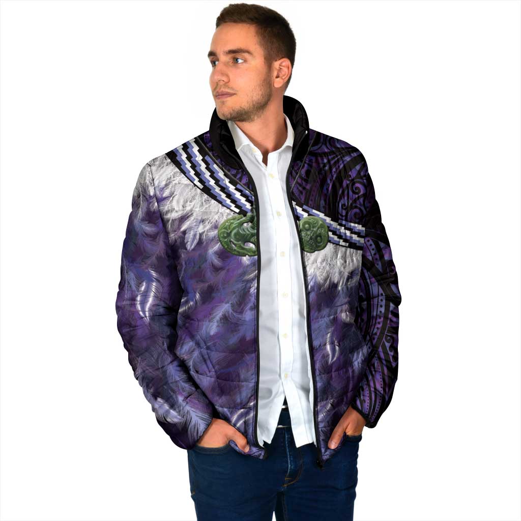 Purple Traditional Cloak Aotearoa Padded Jacket Maori Paua Shell Korowai Pattern LT14 - Polynesian Pride