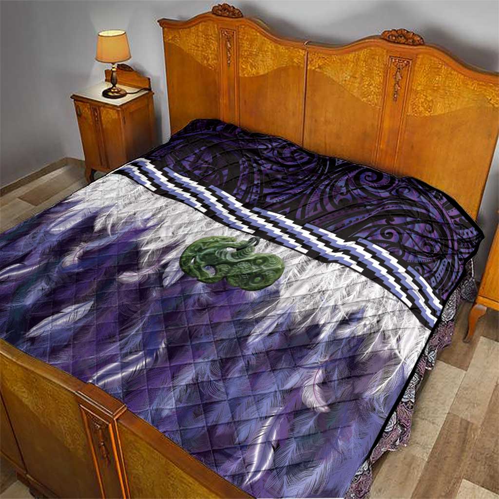 Purple Traditional Cloak Aotearoa Quilt Maori Paua Shell Korowai Pattern LT14 - Polynesian Pride