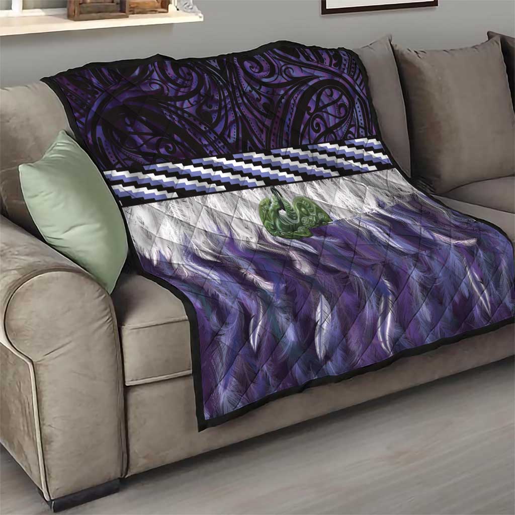 Purple Traditional Cloak Aotearoa Quilt Maori Paua Shell Korowai Pattern LT14 - Polynesian Pride
