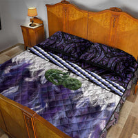 Purple Traditional Cloak Aotearoa Quilt Bed Set Maori Paua Shell Korowai Pattern