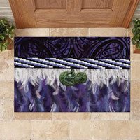 Purple Traditional Cloak Aotearoa Rubber Doormat Maori Paua Shell Korowai Pattern LT14 Purple - Polynesian Pride