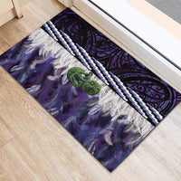 Purple Traditional Cloak Aotearoa Rubber Doormat Maori Paua Shell Korowai Pattern LT14 - Polynesian Pride