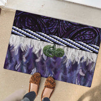 Purple Traditional Cloak Aotearoa Rubber Doormat Maori Paua Shell Korowai Pattern LT14 - Polynesian Pride