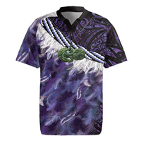 Purple Traditional Cloak Aotearoa Rugby Jersey Maori Paua Shell Korowai Pattern
