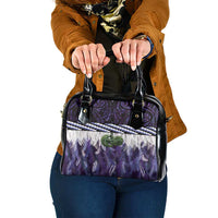 Purple Traditional Cloak Aotearoa Shoulder Handbag Maori Paua Shell Korowai Pattern LT14 One Size Purple - Polynesian Pride
