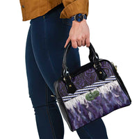 Purple Traditional Cloak Aotearoa Shoulder Handbag Maori Paua Shell Korowai Pattern LT14 - Polynesian Pride