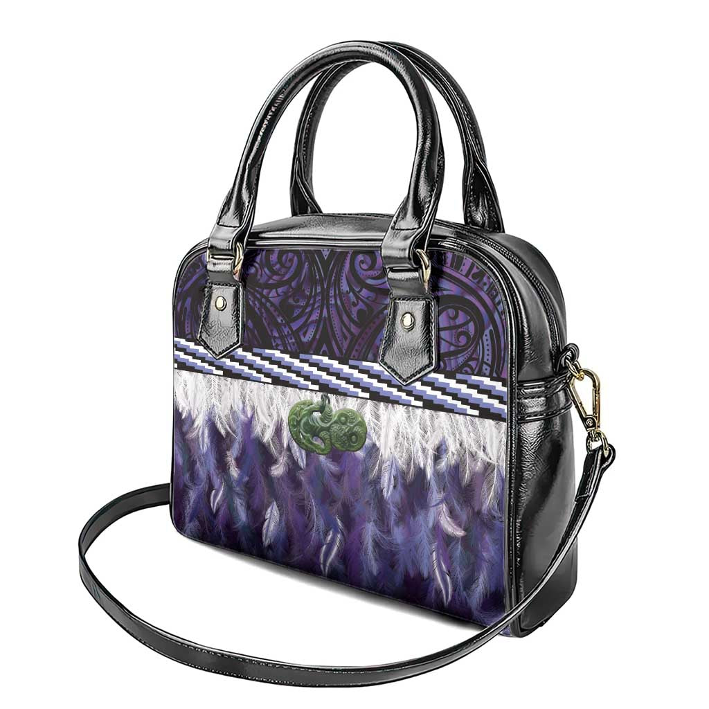 Purple Traditional Cloak Aotearoa Shoulder Handbag Maori Paua Shell Korowai Pattern LT14 - Polynesian Pride