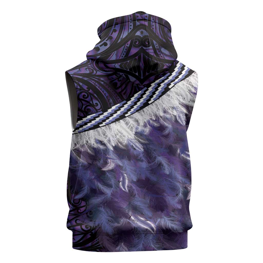 Purple Traditional Cloak Aotearoa Sleeveless Hoodie Maori Paua Shell Korowai Pattern LT14 - Polynesian Pride
