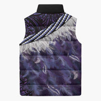 Purple Traditional Cloak Aotearoa Sleeveless Puffer Jacket Maori Paua Shell Korowai Pattern LT14 - Polynesian Pride