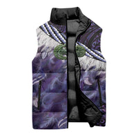 Purple Traditional Cloak Aotearoa Sleeveless Puffer Jacket Maori Paua Shell Korowai Pattern LT14 - Polynesian Pride