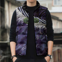 Purple Traditional Cloak Aotearoa Sleeveless Puffer Jacket Maori Paua Shell Korowai Pattern LT14 - Polynesian Pride