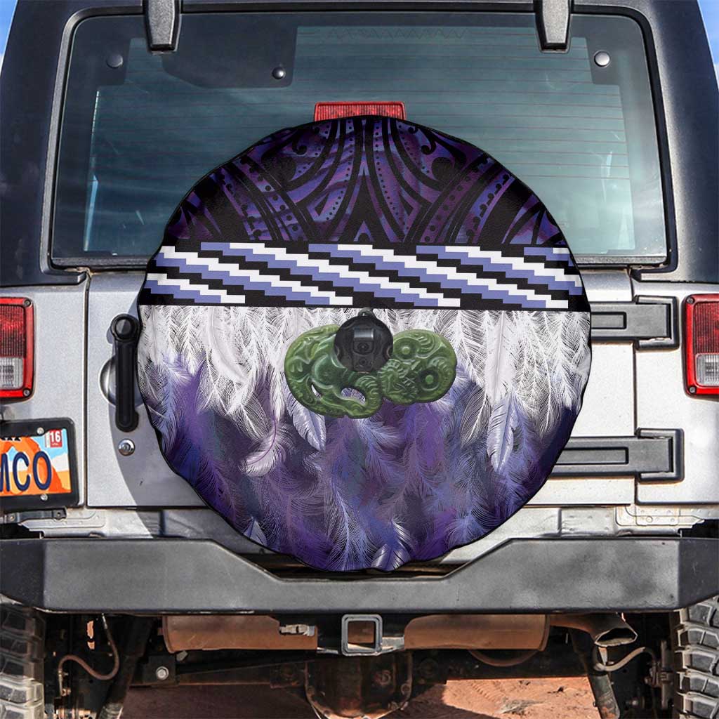 Purple Traditional Cloak Aotearoa Spare Tire Cover Maori Paua Shell Korowai Pattern LT14 Purple - Polynesian Pride