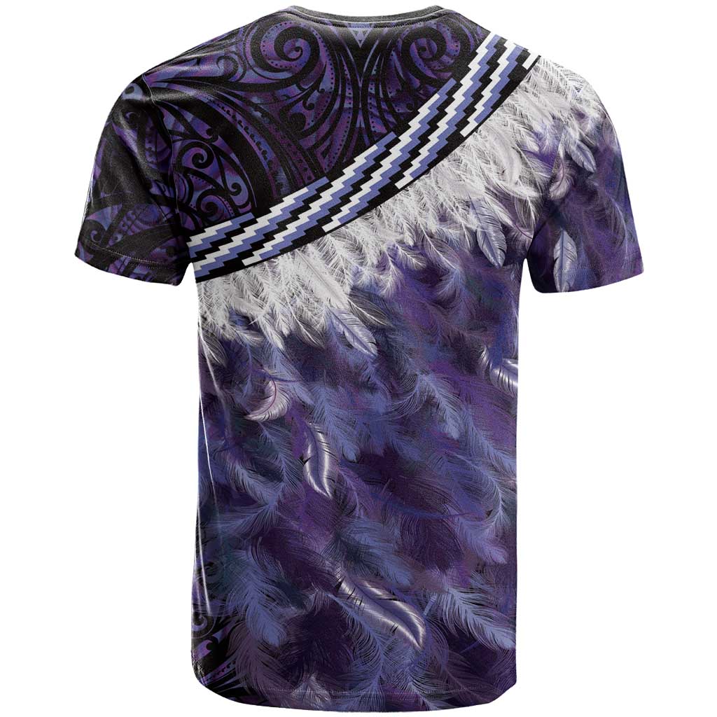Purple Traditional Cloak Aotearoa T Shirt Maori Paua Shell Korowai Pattern