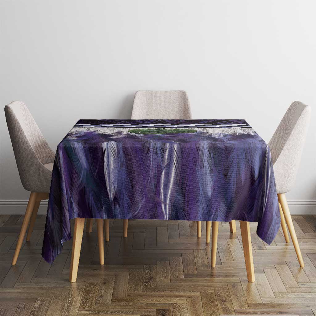 Purple Traditional Cloak Aotearoa Tablecloth Maori Paua Shell Korowai Pattern