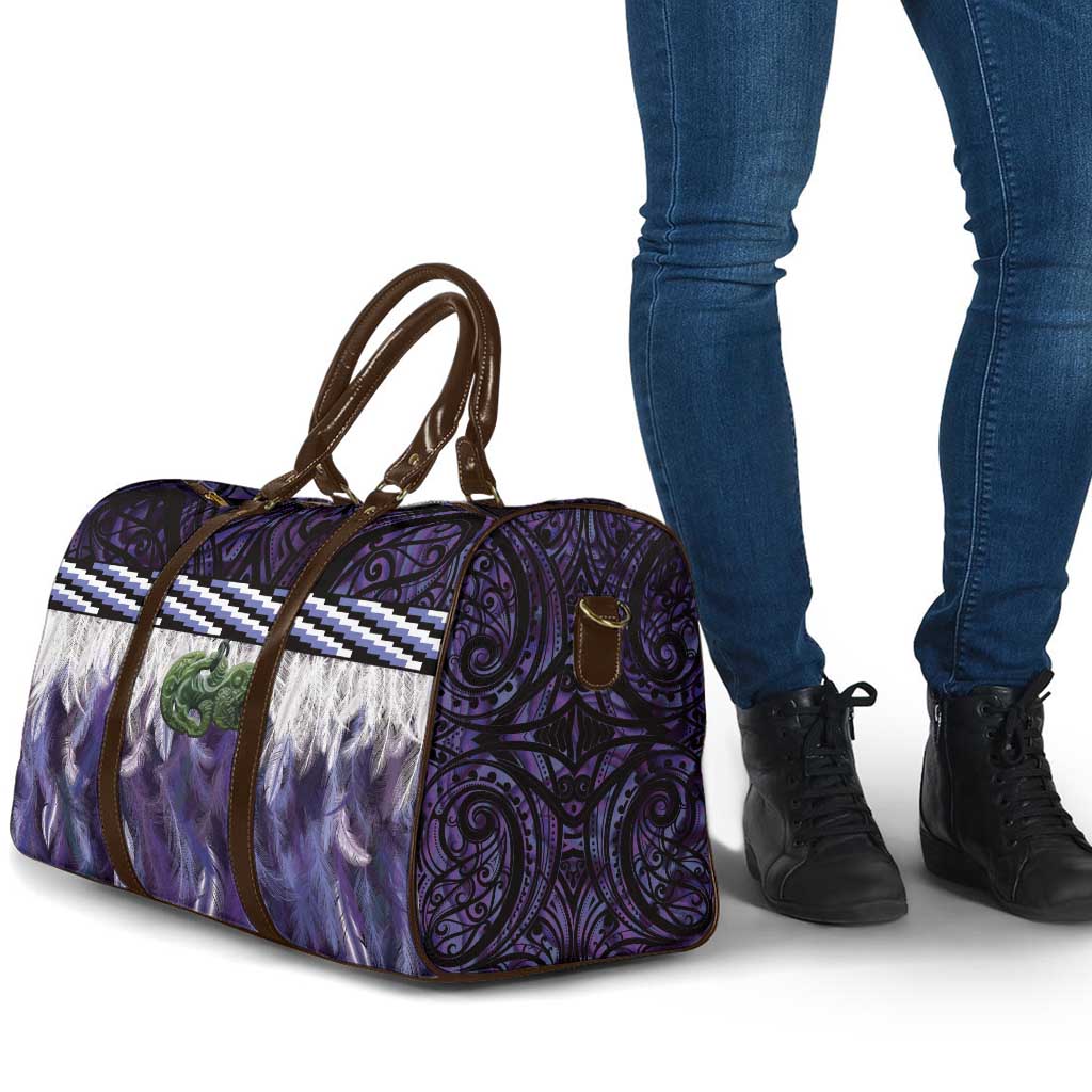 Purple Traditional Cloak Aotearoa Travel Bag Maori Paua Shell Korowai Pattern - Polynesian Pride