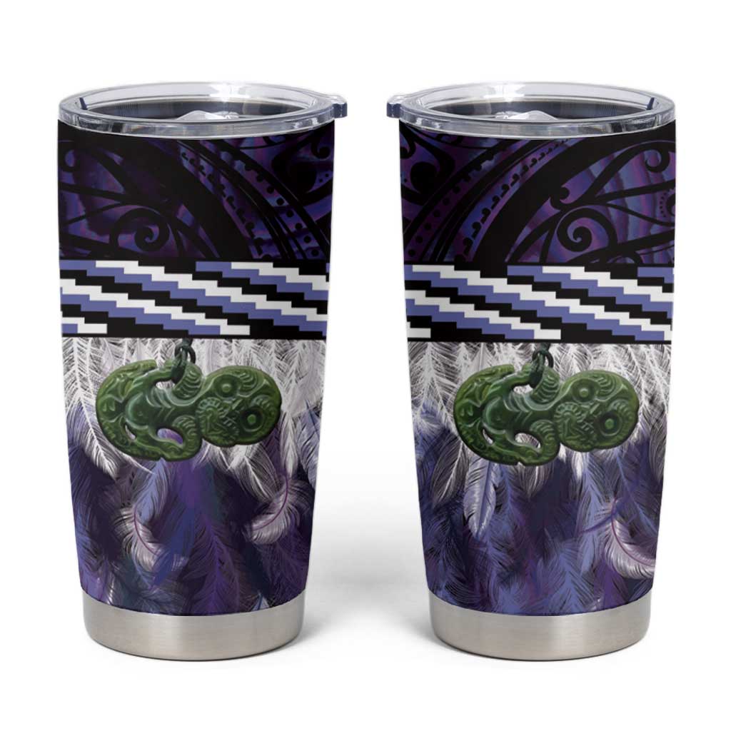 Purple Traditional Cloak Aotearoa Tumbler Cup Maori Paua Shell Korowai Pattern LT14 Purple - Polynesian Pride