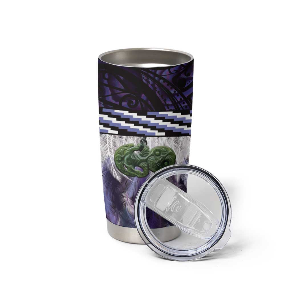 Purple Traditional Cloak Aotearoa Tumbler Cup Maori Paua Shell Korowai Pattern LT14 - Polynesian Pride