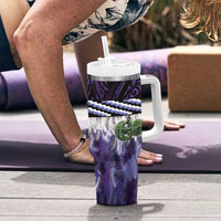 Purple Traditional Cloak Aotearoa Tumbler With Handle Maori Paua Shell Korowai Pattern