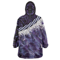 Purple Traditional Cloak Aotearoa Wearable Blanket Hoodie Maori Paua Shell Korowai Pattern