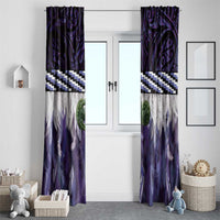 Purple Traditional Cloak Aotearoa Window Curtain Maori Paua Shell Korowai Pattern