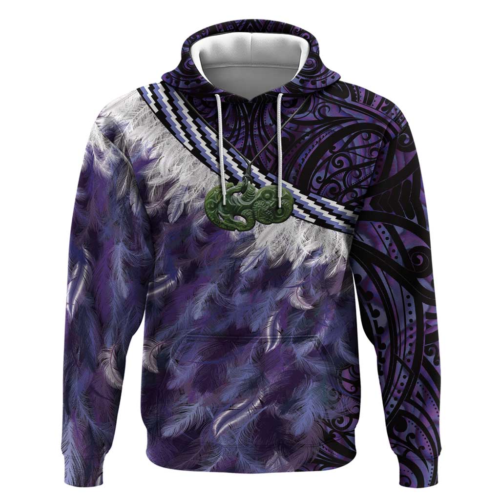 Purple Traditional Cloak Aotearoa Zip Hoodie Maori Paua Shell Korowai Pattern LT14 Pullover Hoodie Purple - Polynesian Pride