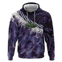 Purple Traditional Cloak Aotearoa Zip Hoodie Maori Paua Shell Korowai Pattern LT14 Pullover Hoodie Purple - Polynesian Pride