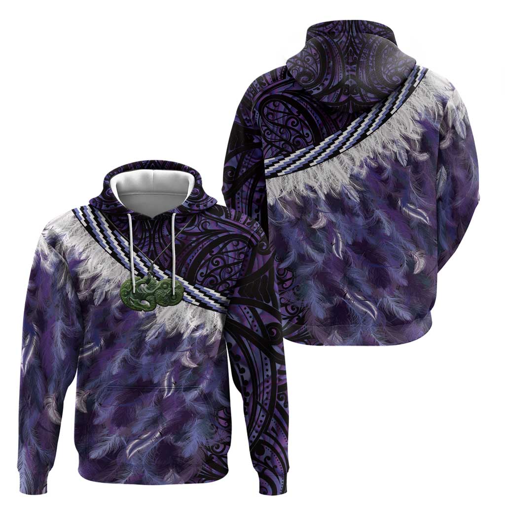 Purple Traditional Cloak Aotearoa Zip Hoodie Maori Paua Shell Korowai Pattern LT14 - Polynesian Pride
