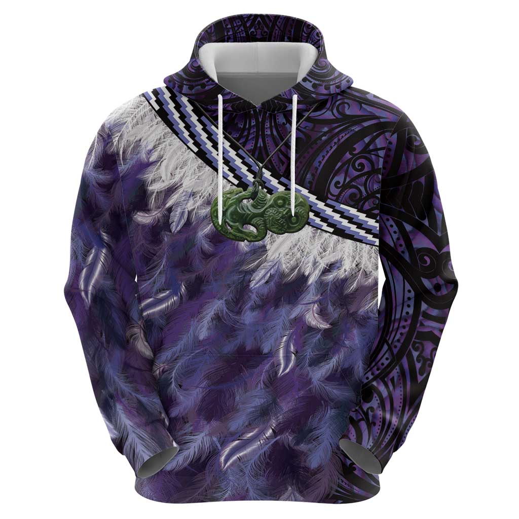 Purple Traditional Cloak Aotearoa Zip Hoodie Maori Paua Shell Korowai Pattern LT14 - Polynesian Pride