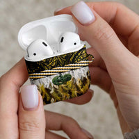 Yellow Traditional Cloak Aotearoa AirPods Case Maori Paua Shell Korowai Pattern - Polynesian Pride