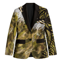 Yellow Traditional Cloak Aotearoa Blazer Maori Paua Shell Korowai Pattern - Polynesian Pride