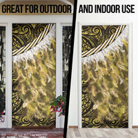 Yellow Traditional Cloak Aotearoa Door Cover Maori Paua Shell Korowai Pattern - Polynesian Pride