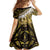 Yellow Traditional Cloak Aotearoa Family Matching Off The Shoulder Long Sleeve Dress and Hawaiian Shirt Maori Paua Shell Korowai Pattern