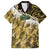 Yellow Traditional Cloak Aotearoa Family Matching Off The Shoulder Long Sleeve Dress and Hawaiian Shirt Maori Paua Shell Korowai Pattern