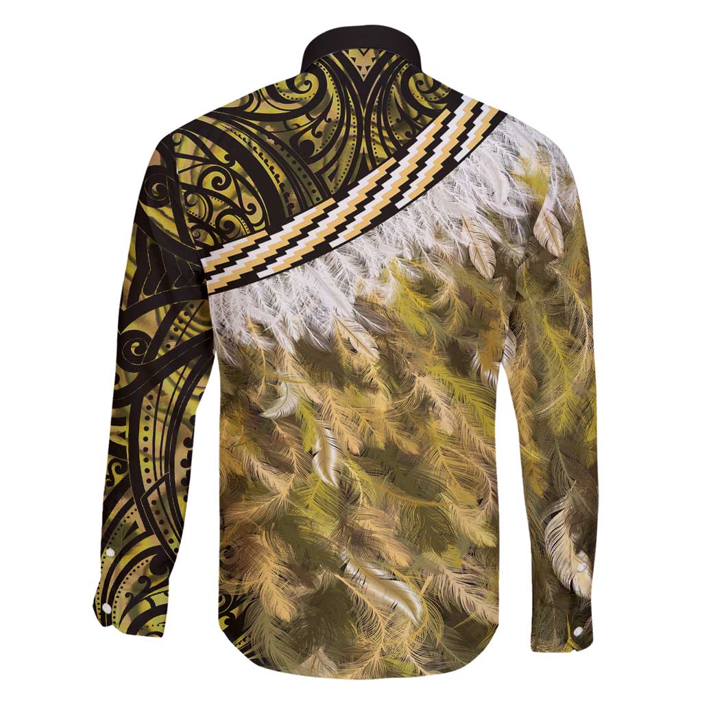 Yellow Traditional Cloak Aotearoa Family Matching Off Shoulder Short Dress and Hawaiian Shirt Maori Paua Shell Korowai Pattern