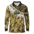 Yellow Traditional Cloak Aotearoa Long Sleeve Polo Shirt Maori Paua Shell Korowai Pattern