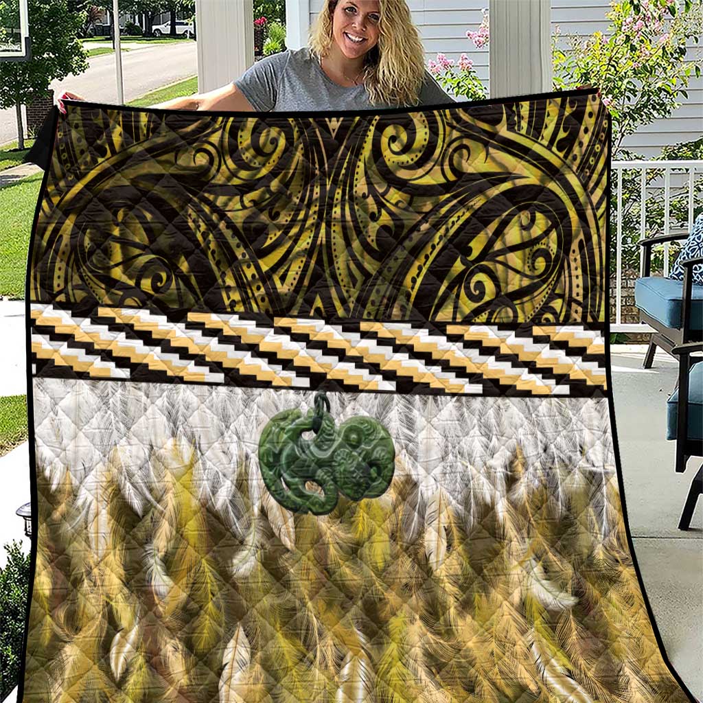 Yellow Traditional Cloak Aotearoa Quilt Maori Paua Shell Korowai Pattern LT14 Yellow - Polynesian Pride