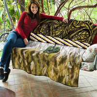 Yellow Traditional Cloak Aotearoa Quilt Maori Paua Shell Korowai Pattern LT14 - Polynesian Pride