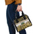 Yellow Traditional Cloak Aotearoa Shoulder Handbag Maori Paua Shell Korowai Pattern