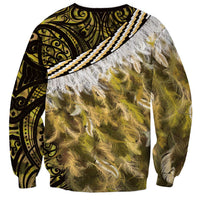 Yellow Traditional Cloak Aotearoa Sweatshirt Maori Paua Shell Korowai Pattern LT14 - Polynesian Pride