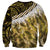 Yellow Traditional Cloak Aotearoa Sweatshirt Maori Paua Shell Korowai Pattern