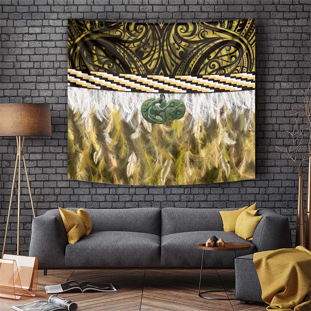 Yellow Traditional Cloak Aotearoa Tapestry Maori Paua Shell Korowai Pattern LT14 Yellow - Polynesian Pride