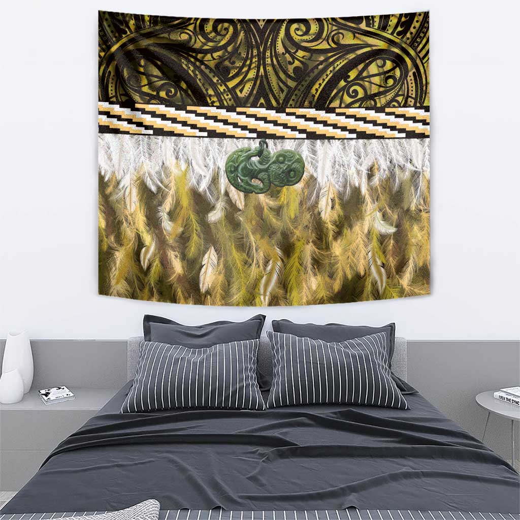 Yellow Traditional Cloak Aotearoa Tapestry Maori Paua Shell Korowai Pattern LT14 - Polynesian Pride