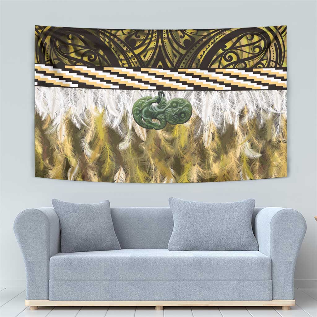 Yellow Traditional Cloak Aotearoa Tapestry Maori Paua Shell Korowai Pattern LT14 - Polynesian Pride