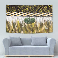 Yellow Traditional Cloak Aotearoa Tapestry Maori Paua Shell Korowai Pattern LT14 - Polynesian Pride