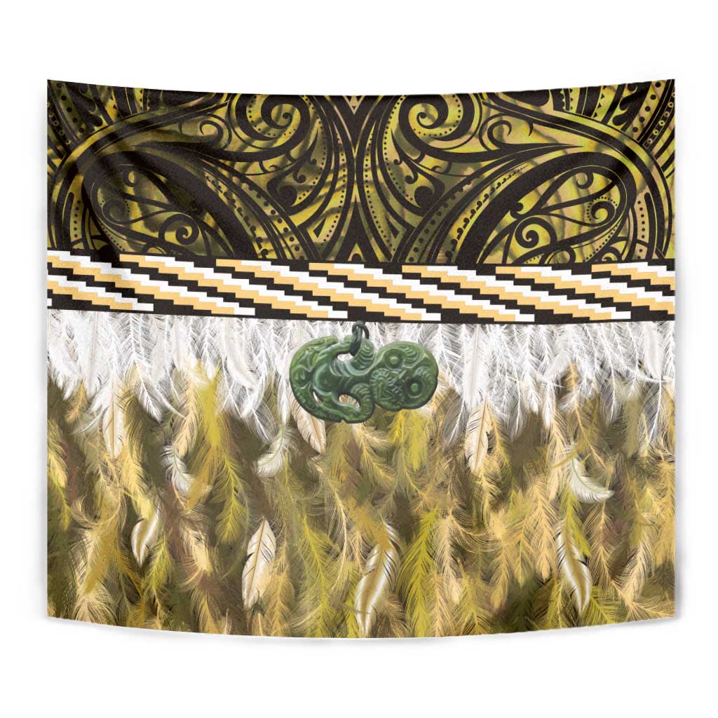 Yellow Traditional Cloak Aotearoa Tapestry Maori Paua Shell Korowai Pattern LT14 - Polynesian Pride